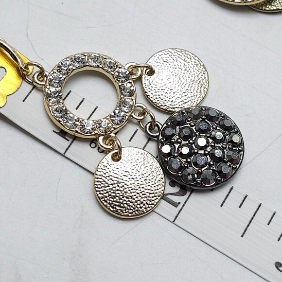 Gold-Tone Alfani Necklace & Dangle Earrings Set With Textured & Rhinestone Accen - Picture 8 of 9